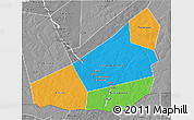 Political 3D Map of Ansongo, desaturated