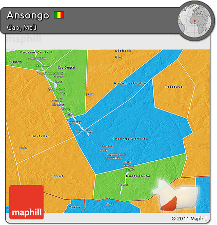 Political 3D Map of Ansongo