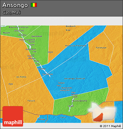 Political 3D Map of Ansongo
