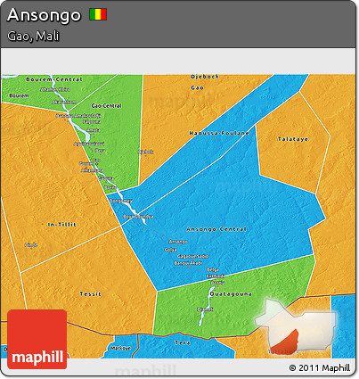 Political 3D Map of Ansongo