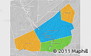 Political 3D Map of Ansongo, lighten, desaturated