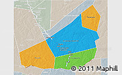 Political 3D Map of Ansongo, lighten, semi-desaturated