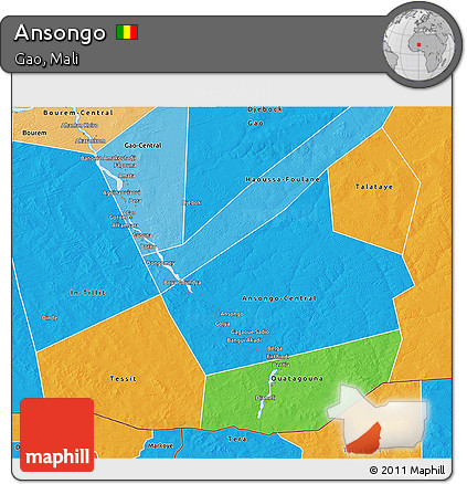 Political 3D Map of Ansongo, political shades outside