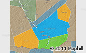 Political 3D Map of Ansongo, semi-desaturated