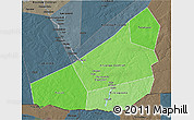 Political Shades 3D Map of Ansongo, darken, semi-desaturated