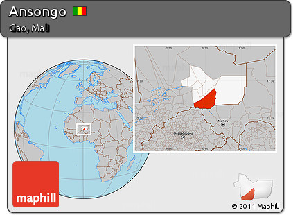 Gray Location Map of Ansongo, highlighted parent region