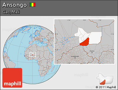 Gray Location Map of Ansongo, highlighted parent region