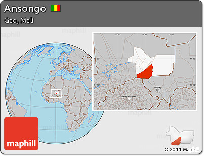 Gray Location Map of Ansongo, highlighted parent region
