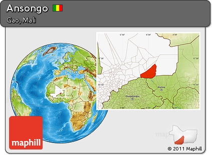 Physical Location Map of Ansongo, highlighted country