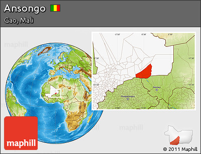 Physical Location Map of Ansongo, highlighted country
