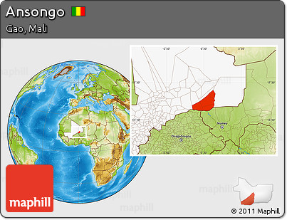 Physical Location Map of Ansongo, highlighted country
