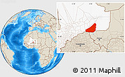 Shaded Relief Location Map of Ansongo, highlighted country