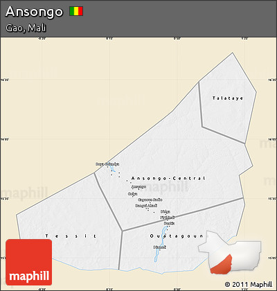 Classic Style Map of Ansongo, single color outside