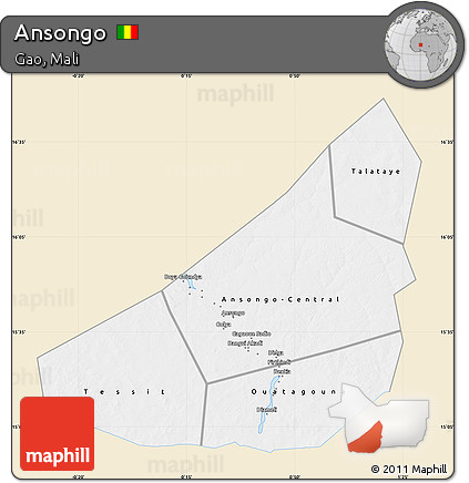 Classic Style Map of Ansongo, single color outside