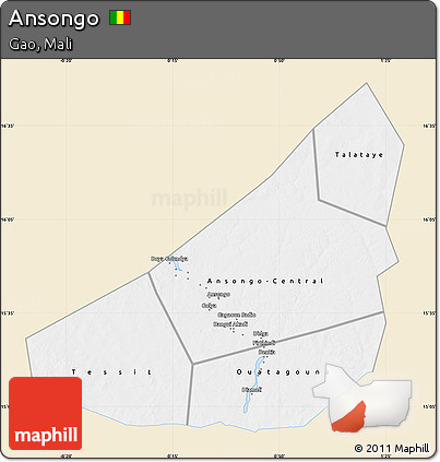 Classic Style Map of Ansongo, single color outside