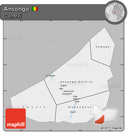 Gray Map of Ansongo, single color outside