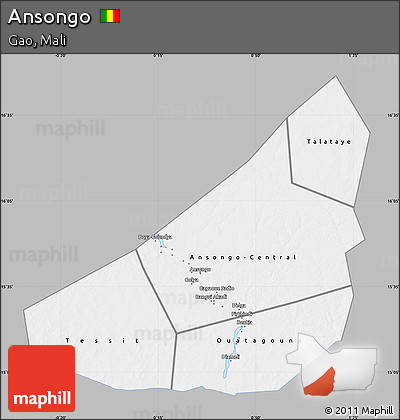 Gray Map of Ansongo, single color outside