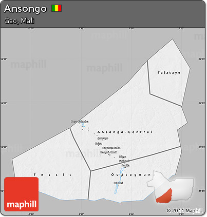 Gray Map of Ansongo, single color outside