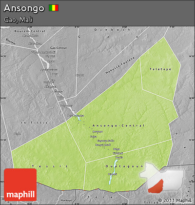 Physical Map of Ansongo, desaturated