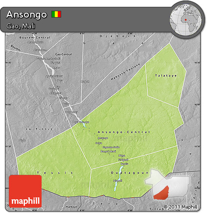 Physical Map of Ansongo, desaturated