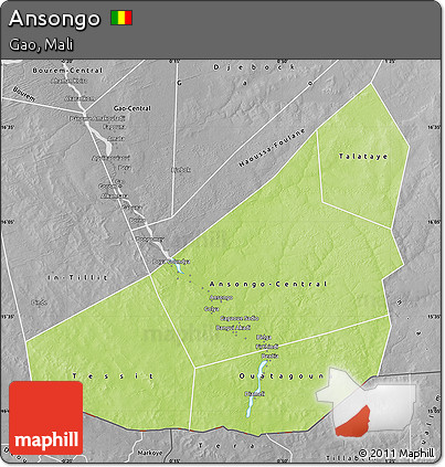 Physical Map of Ansongo, desaturated