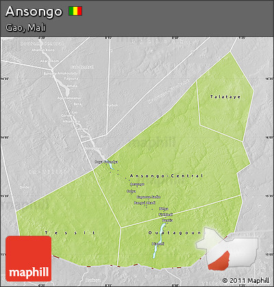 Physical Map of Ansongo, lighten, desaturated
