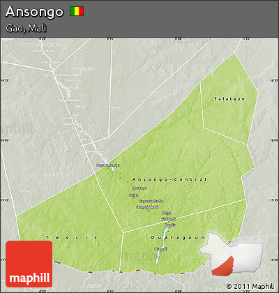 Physical Map of Ansongo, lighten, semi-desaturated