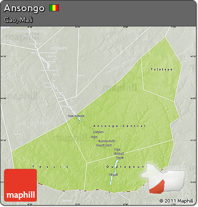 Physical Map of Ansongo, lighten, semi-desaturated