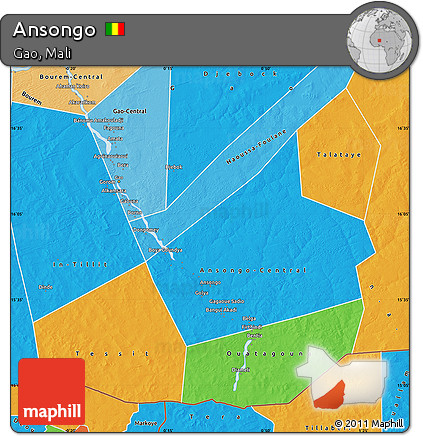 Political Map of Ansongo, political shades outside