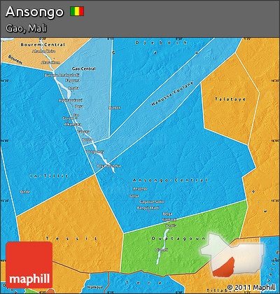 Political Map of Ansongo, political shades outside