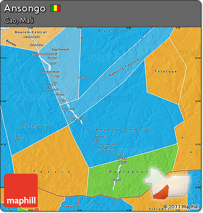 Political Map of Ansongo, political shades outside