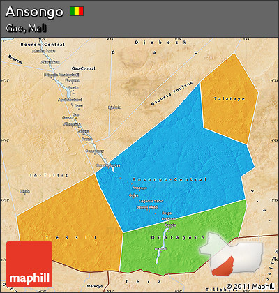 Political Map of Ansongo, satellite outside