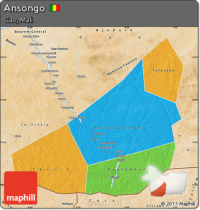 Political Map of Ansongo, satellite outside