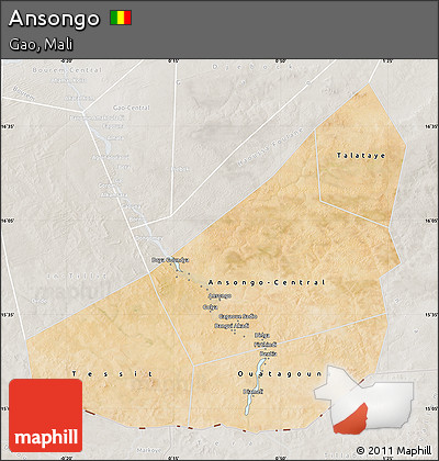 Satellite Map of Ansongo, lighten, semi-desaturated