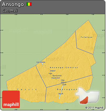 Savanna Style Map of Ansongo, single color outside