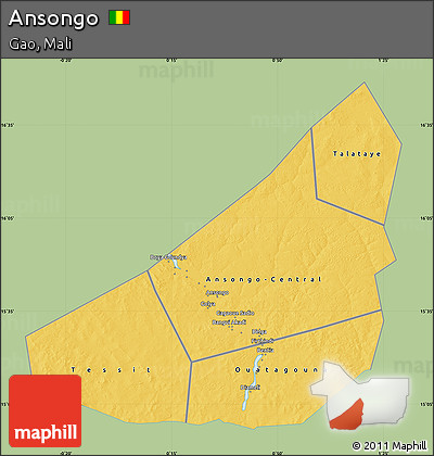 Savanna Style Map of Ansongo, single color outside