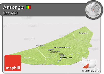 Physical Panoramic Map of Ansongo, cropped outside