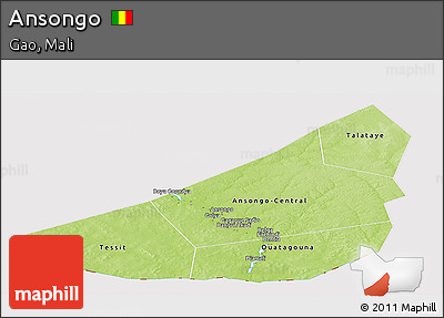 Physical Panoramic Map of Ansongo, cropped outside