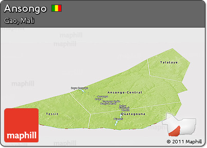 Physical Panoramic Map of Ansongo, cropped outside