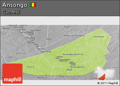 Physical Panoramic Map of Ansongo, desaturated
