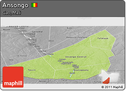 Physical Panoramic Map of Ansongo, desaturated
