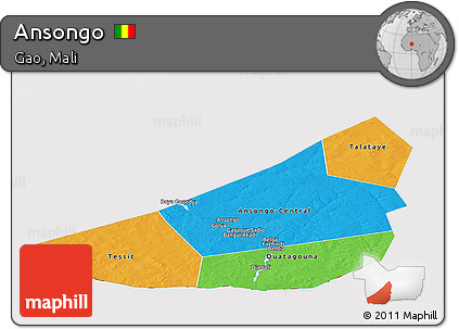 Political Panoramic Map of Ansongo, cropped outside