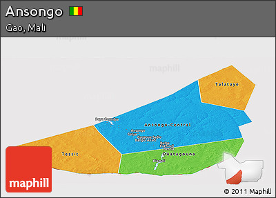 Political Panoramic Map of Ansongo, cropped outside