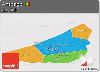 Political Panoramic Map of Ansongo, cropped outside