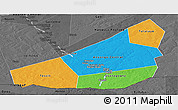 Political Panoramic Map of Ansongo, darken, desaturated