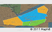 Political Panoramic Map of Ansongo, darken, semi-desaturated