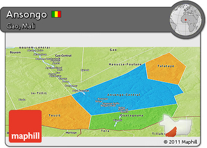 Political Panoramic Map of Ansongo, physical outside