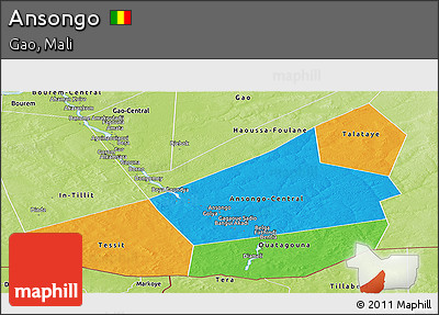 Political Panoramic Map of Ansongo, physical outside