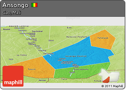 Political Panoramic Map of Ansongo, physical outside