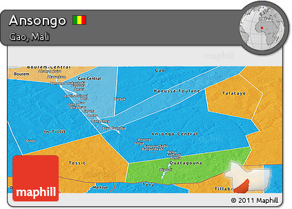 Political Panoramic Map of Ansongo, political shades outside